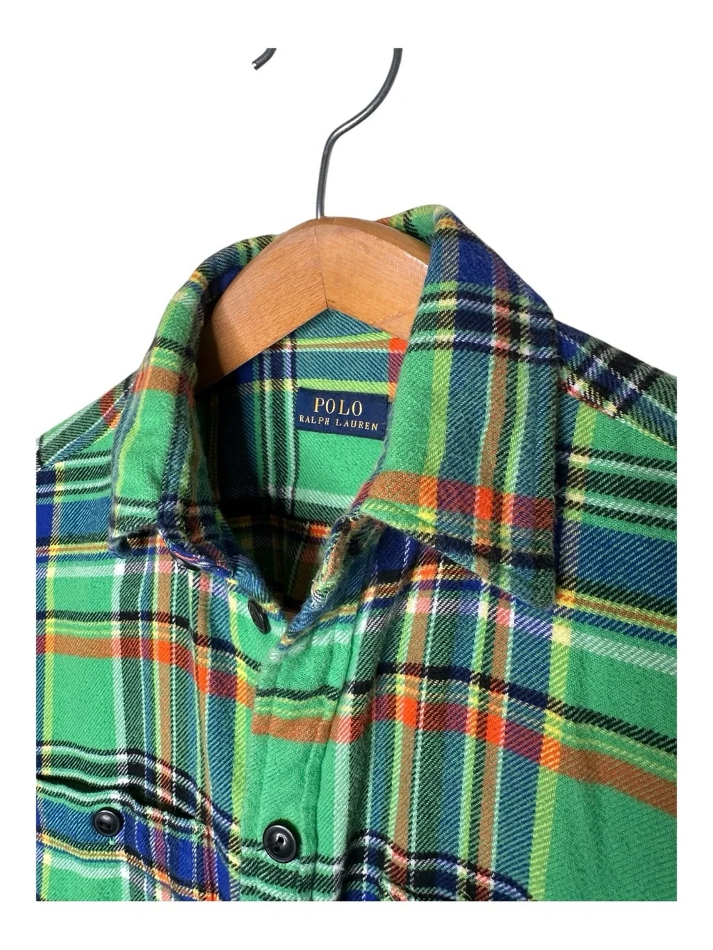 Polo Ralph Lauren Green Plaid Multi Color Striped Soft Flannel Shirt Men’s Size